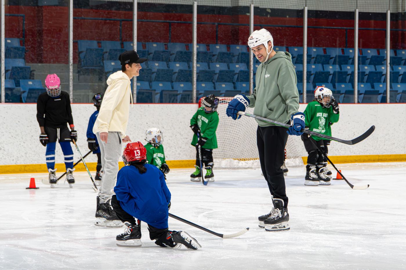 Campers and coaches gathered together mid-session